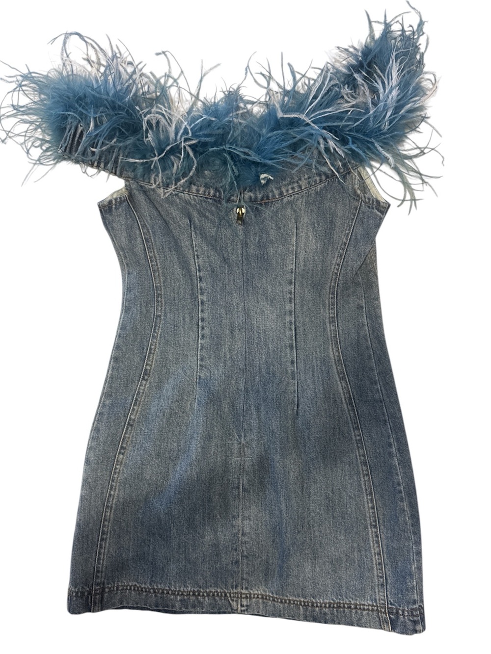 Maison Femalien  Feather-Trim Denim Dress - Picture 5 of 6